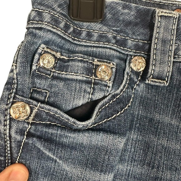 Miss Me Women’s 26 Mid Rise Skinny Jeans Fleur De Lis Pockets Embellished - Picture 10 of 16